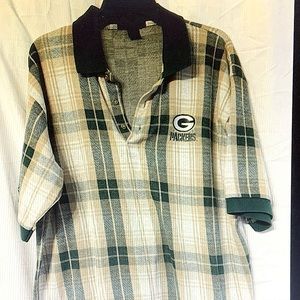 Green Bay Packers Antigua Green Plaid Polo Shirt,  Men's Large